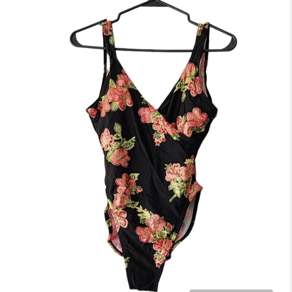Pierre cardin vintage Shimmer floral bathing suit size 8 - Picture 1 of 11